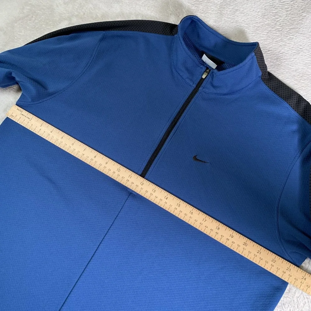 VTG‎ Nike Dri-FIT Pullover Mens L Blue Quarter Zip Long Sleeve Running Training